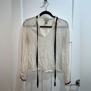 H&M white long sleeve formal coquette top minimalist design